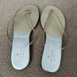 KATE SPADE Gold Flip Flops
